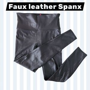 NWOT SPANX | Black Faux Leather Leggings Size L